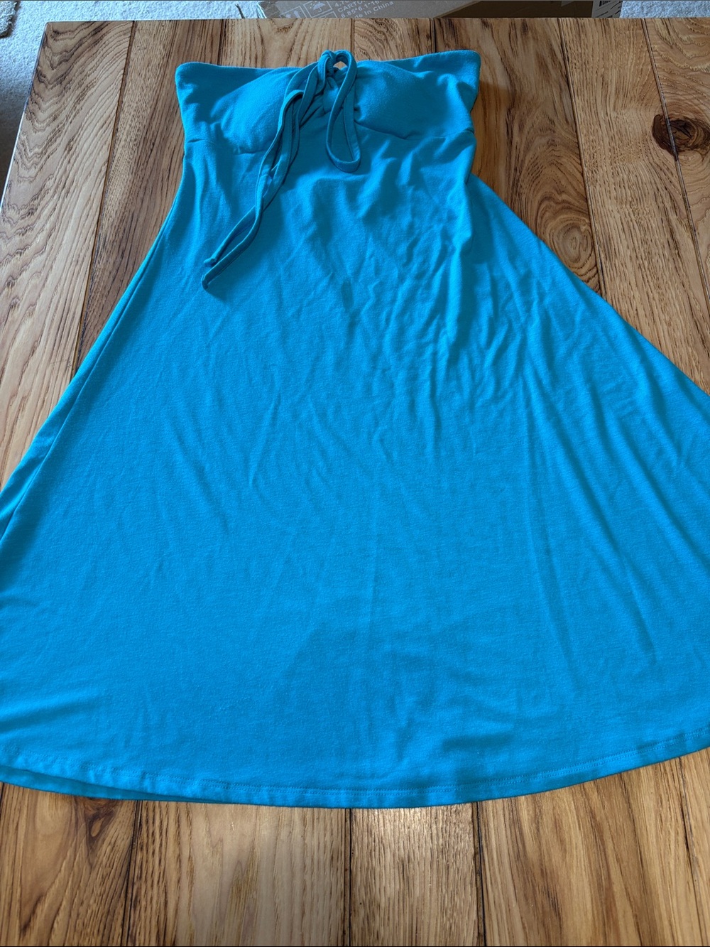 Derek Heart Strapless Halter Dress in Bright Turquoise Blue